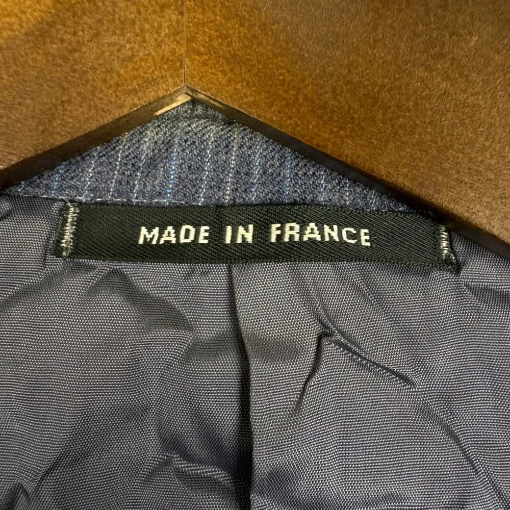 Dormeuil Vintage Mens Pinstripe Blazer Blue Wool Made in France Sport Coat 50